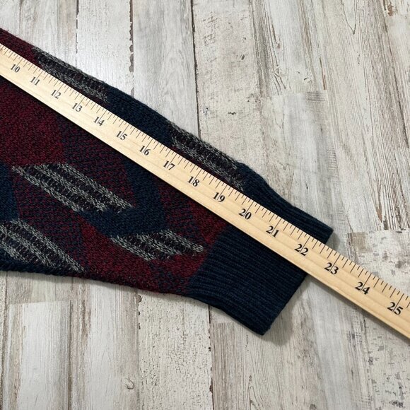 Vintage 90s Jantzen Cottage Aztec Geometric Knit V Neck Sweater Pullover Mens XL - Picture 5 of 6